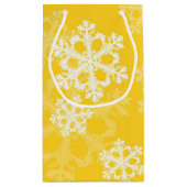 Stilvolle Yellow Snowflakes Modernes Weihnachtsmus Kleine Geschenktüte (Rückseite)