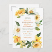 Stilvolle Yellow Watercolor Daisies Floral Wedding Einladungspostkarte (Vorne/Hinten)