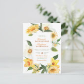 Stilvolle Yellow Watercolor Daisies Floral Wedding Einladungspostkarte (Stehend Vorderseite)