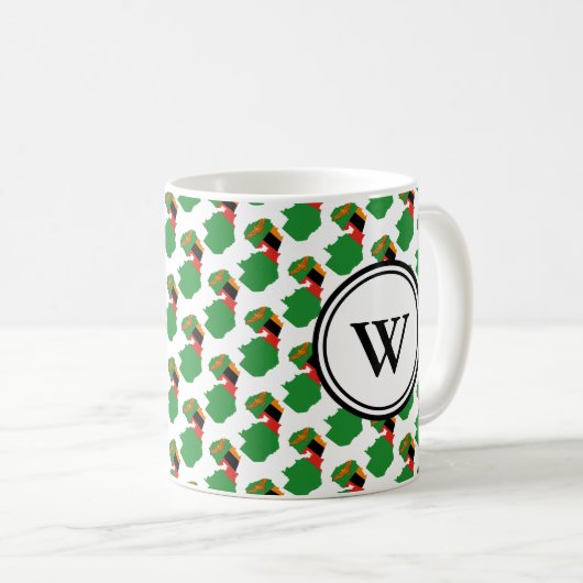 Stilvolle ZAMBIA Monogram gesegnete Nation Gift Kaffeetasse (VorderseiteRechts)