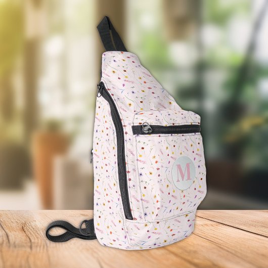 Stilvolle, zarte Wildblumen Rosa Crossbody Bag