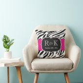 Stilvolle Zebra Print Hot Pink Hochzeiten Datum Kissen (Stuhl )
