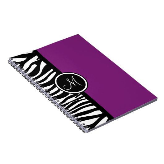 Stilvolle Zebra Print Lila Monogram Notebook Notizblock (Rechte Seite)