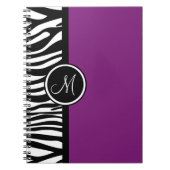 Stilvolle Zebra Print Lila Monogram Notebook Notizblock (Vorderseite)