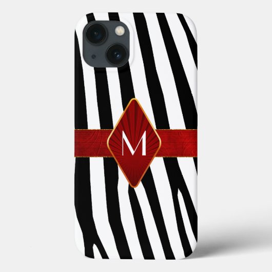 Stilvolle Zebra Print Monogram Case-Mate iPhone Hülle (Rückseite)