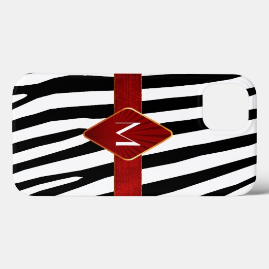 Stilvolle Zebra Print Monogram Case-Mate iPhone Hülle (Rückseite (Horizontal))