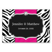Stilvolle Zebra Print Wedding Tischnummer Card (Rückseite)