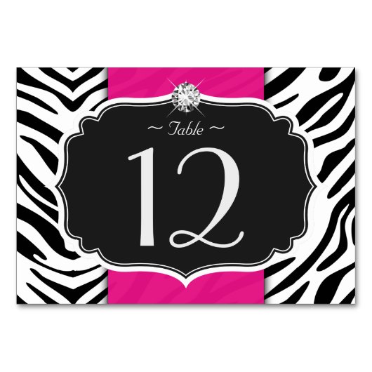 Stilvolle Zebra Print Wedding Tischnummer Card (Vorderseite)