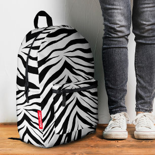 Stilvolle Zebra Streifen Schwarz-weißer Name Bedruckter Rucksack