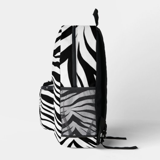 Stilvolle Zebra Streifen Schwarz-weißer Name Bedruckter Rucksack (Rechts)
