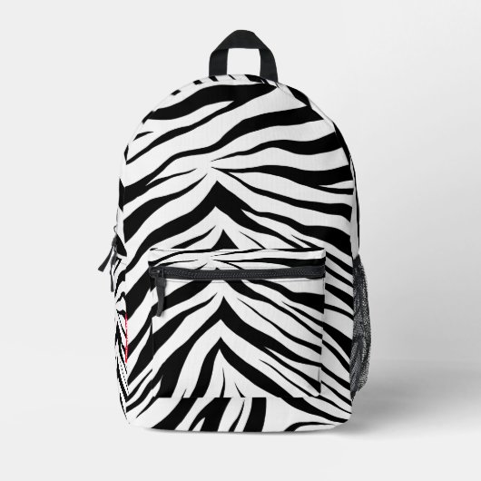 Stilvolle Zebra Streifen Schwarz-weißer Name Bedruckter Rucksack (Vorderseite)