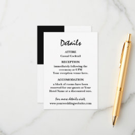 Stilvolle zeitgenössische Schwarz-Weiß-Hochzeit Begleitkarte