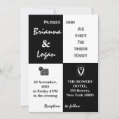 Stilvolle zeitgenössische Schwarz-Weiß-Hochzeit Einladung (Vorderseite)