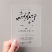 Stilvolle zeitgenössische Schwarz-weiße Hochzeit Acryleinladungen (Insitu (Handheld))