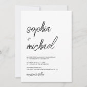 Stilvolle zeitgenössische Schwarz-weiße Hochzeit Einladung (Vorderseite)