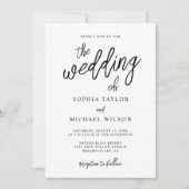 Stilvolle zeitgenössische Schwarz-weiße Hochzeit Einladung (Vorderseite)