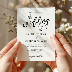 Stilvolle zeitgenössische Schwarz-weiße Hochzeit Einladung