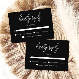 Stilvolle zeitgenössische Schwarz-weiße Hochzeit RSVP Karte