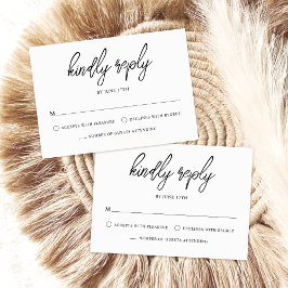 Stilvolle zeitgenössische Schwarz-weiße Hochzeit RSVP Karte