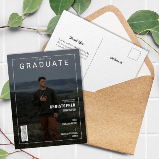 Stilvolle Zeitschrift Cover Foto Graduate Ankündig Postkarte