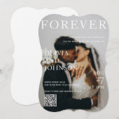 Stilvolle Zeitschrift Stil QR-Code Hochzeitseinlad Einladung (Vorne/Hinten)