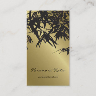 Stilvolle Zen Oriental Goldene und schwarze Bambus Visitenkarte