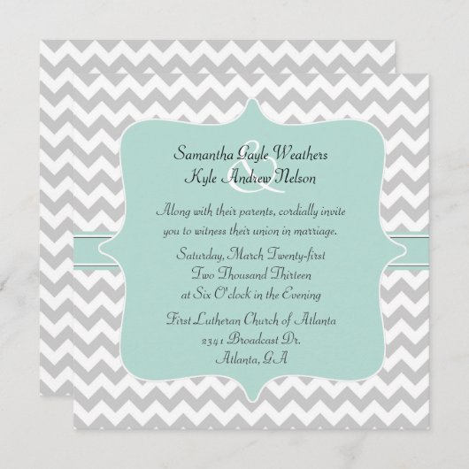 Stilvolle Zickzack Square Wedding Einladung (Vorne/Hinten)