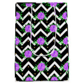 Stilvolle Zickzack violette Blumen Mittlere Geschenktüte (Rückseite)