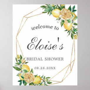 Stilvolle Zitronen-Blumen-Geometrische Hochzeitsdu Poster