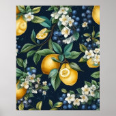Stilvolle Zitronen und Blaubeeren Poster (Vorne)