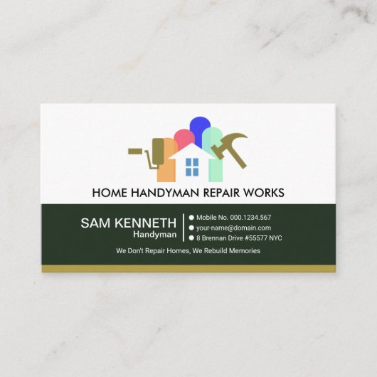 Stilvolle Zuhause Reparatur Motif Construction Visitenkarte (Vorderseite)