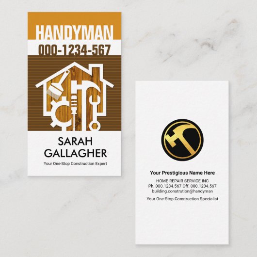 Stilvolle Zuhause-Reparaturwerkzeuge für Holz Visitenkarte (Vorne/Hinten)