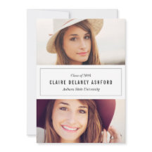 Stilvolle Zwei-Foto-Abschluss-Ankündigung einladen