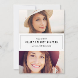 Stilvolle Zwei-Foto-Abschluss-Ankündigung einladen Einladung