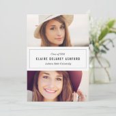 Stilvolle Zwei-Foto-Abschluss-Ankündigung einladen Einladung (Stehend Vorderseite)