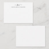 Stilvolle Zwei-Monogramm-Initial-Girly-Script-Swas Mitteilungskarte (Vorne/Hinten)