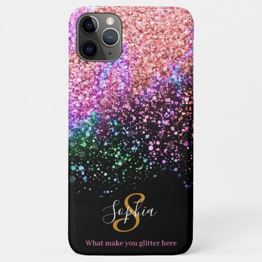 Stilvoller Abstrakter Glitzer Personalisiert Monog Case-Mate iPhone Hülle (Rückseite)