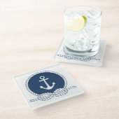 Stilvoller Anker und Seil Glasuntersetzer (Schrägansicht)