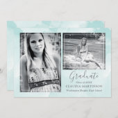 Stilvoller Aquamariner Hintergrund Zwei-Foto-Absch Ankündigung (Vorne/Hinten)