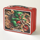 Stilvoller Bär auf einem Motorrad Metall Brotdose (Rückseite)
