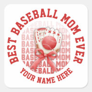 Stilvoller BASEBALL MAMA Individuelle Name Quadratischer Aufkleber