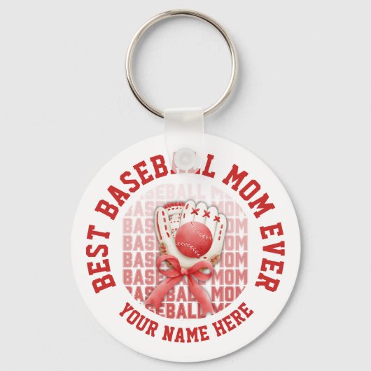 Stilvoller BASEBALL MAMA Individuelle Name Schlüsselanhänger (Vorderseite)