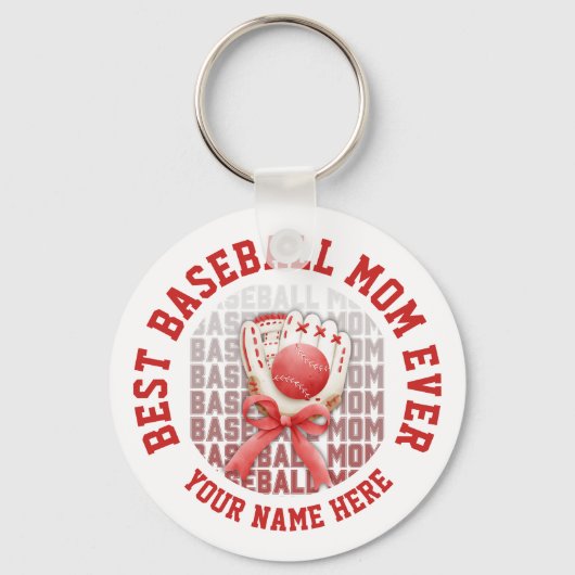 Stilvoller BASEBALL MAMA Individuelle Name Schlüsselanhänger (Rückseite)