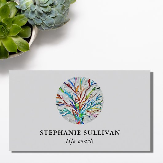 Stilvoller Baum des Lebens Trainer Grau Visitenkarte