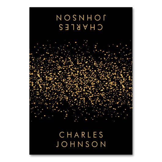 Stilvoller Black and Gold Glitzer | PLATZKARTEN Tischnummer (Vorderseite)