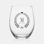 Stilvoller Black Laurel & Cap Abschluss Weinglas Ohne Stiel (Vorderseite)