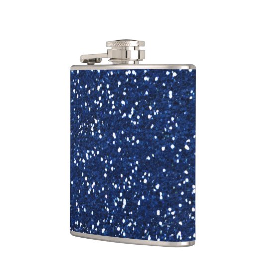 Stilvoller blauer Glitter Flachmann (Links)