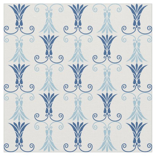 Stilvoller blauer Kunst-Deko Blumenmuster Stoff (Nahaufnahme)