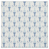 Stilvoller blauer Kunst-Deko Blumenmuster Stoff (Muster)