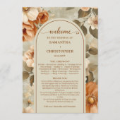 Stilvoller Boho-Rost-Ivory-Sage-Blumen-Hochzeitspl Programm (Vorderseite)